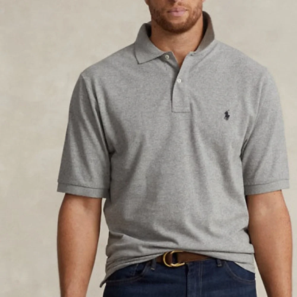 Ralph Lauren The Iconic Polo Light Gray‎ Classic Cotton Polo W Chest Logo Large